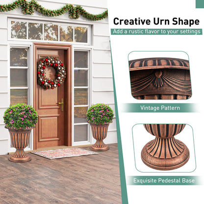 18 inch Tall Vintage Planters Set of 2 with Pedestal Base and Pre-marked Drain Hole, Bronze Raised Garden Beds at Gallery Canada