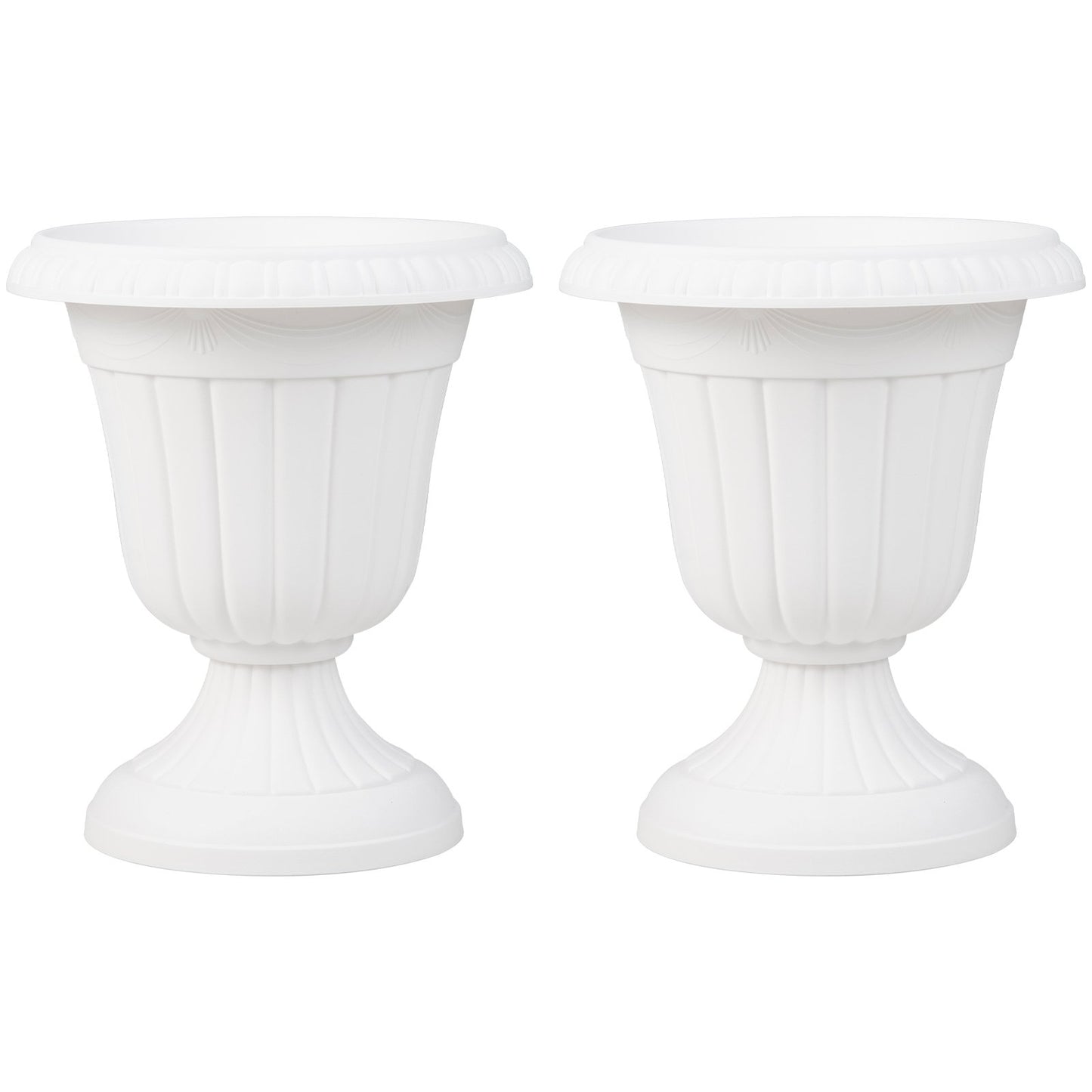 18 inch Tall Vintage Planters Set of 2 with Pedestal Base and Pre-marked Drain Hole, White Raised Garden Beds White at Gallery Canada