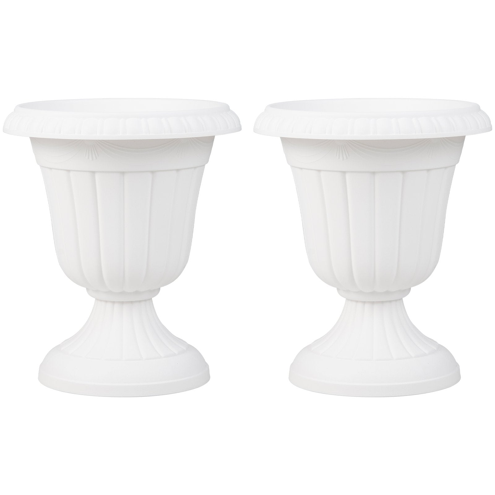 18 inch Tall Vintage Planters Set of 2 with Pedestal Base and Pre-marked Drain Hole, White Raised Garden Beds White at Gallery Canada