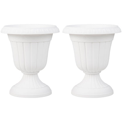 18 inch Tall Vintage Planters Set of 2 with Pedestal Base and Pre-marked Drain Hole, White Raised Garden Beds White at Gallery Canada