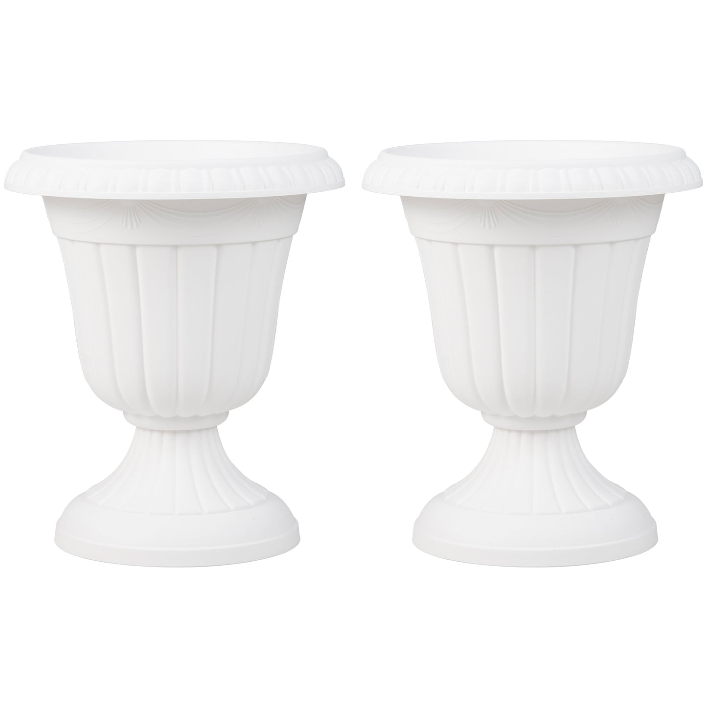 18 Inch Vintage Planters, Set Of 2, Pedestal Base, White Raised Garden Beds White at Gallery Canada