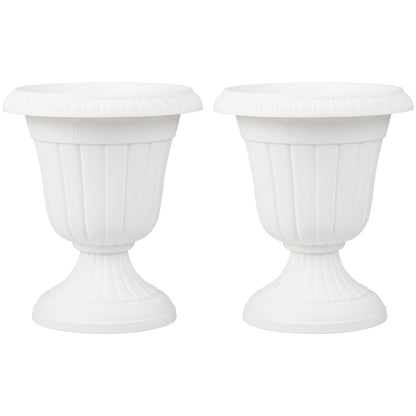 18 Inch Vintage Planters, Set Of 2, Pedestal Base, White Raised Garden Beds White at Gallery Canada