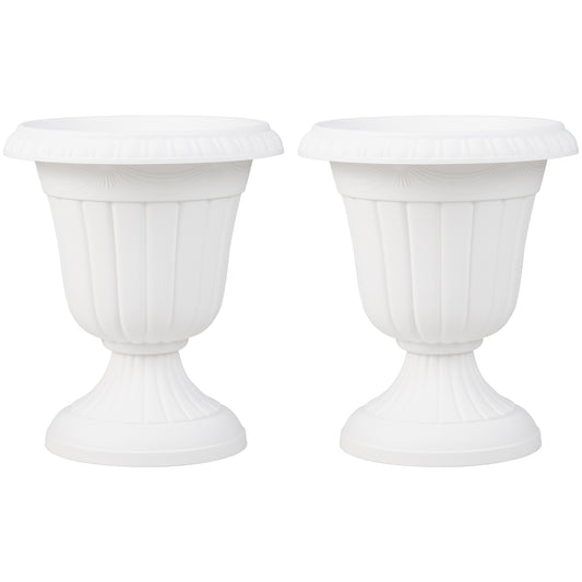 18 Inch Vintage Planters, Set Of 2, Pedestal Base, White Raised Garden Beds White at Gallery Canada