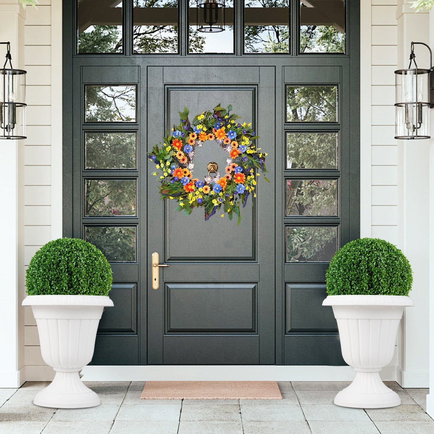 18 inch Tall Vintage Planters Set of 2 with Pedestal Base and Pre-marked Drain Hole, White Raised Garden Beds at Gallery Canada