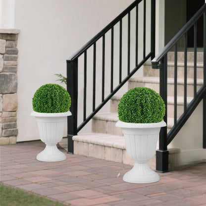 18 inch Tall Vintage Planters Set of 2 with Pedestal Base and Pre-marked Drain Hole, White Raised Garden Beds at Gallery Canada