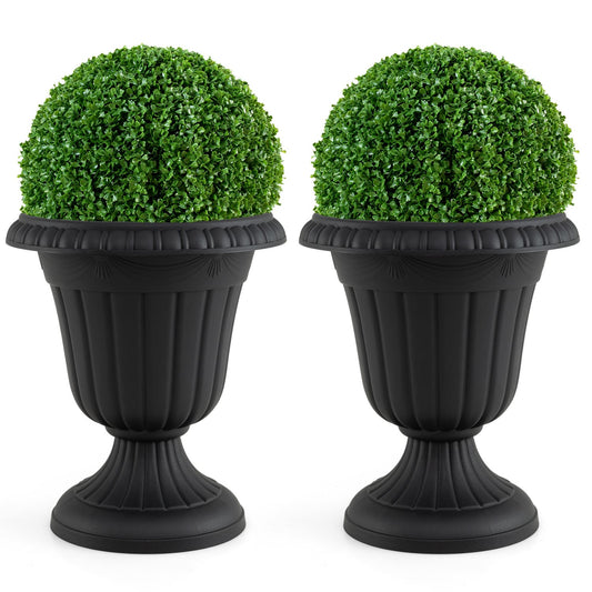 18 inch Tall Vintage Planters Set of 2 with Pedestal Base and Pre-marked Drain Hole, Black Raised Garden Beds Black at Gallery Canada