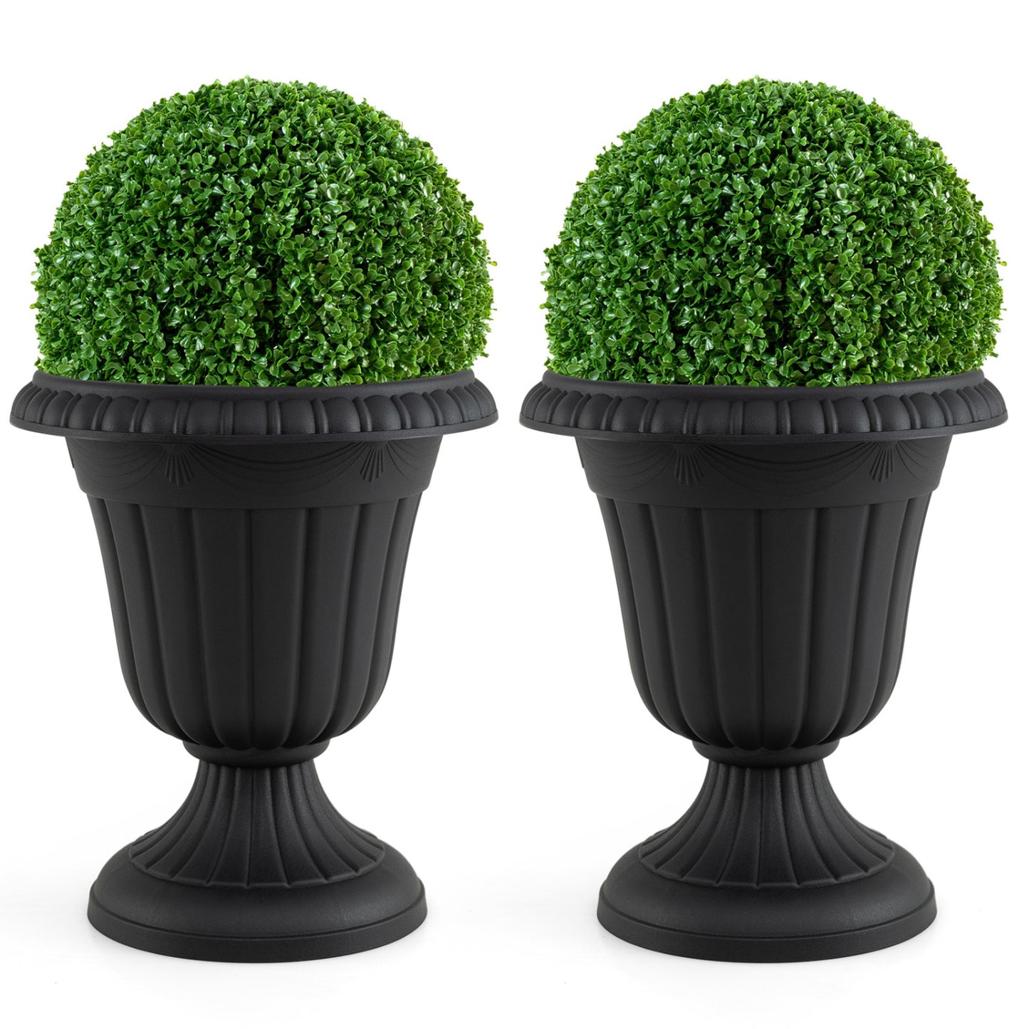 18 inch Tall Vintage Planters Set of 2 with Pedestal Base and Pre-marked Drain Hole, Black Raised Garden Beds at Gallery Canada