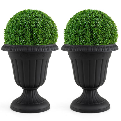 18 inch Tall Vintage Planters Set of 2 with Pedestal Base and Pre-marked Drain Hole, Black Raised Garden Beds at Gallery Canada