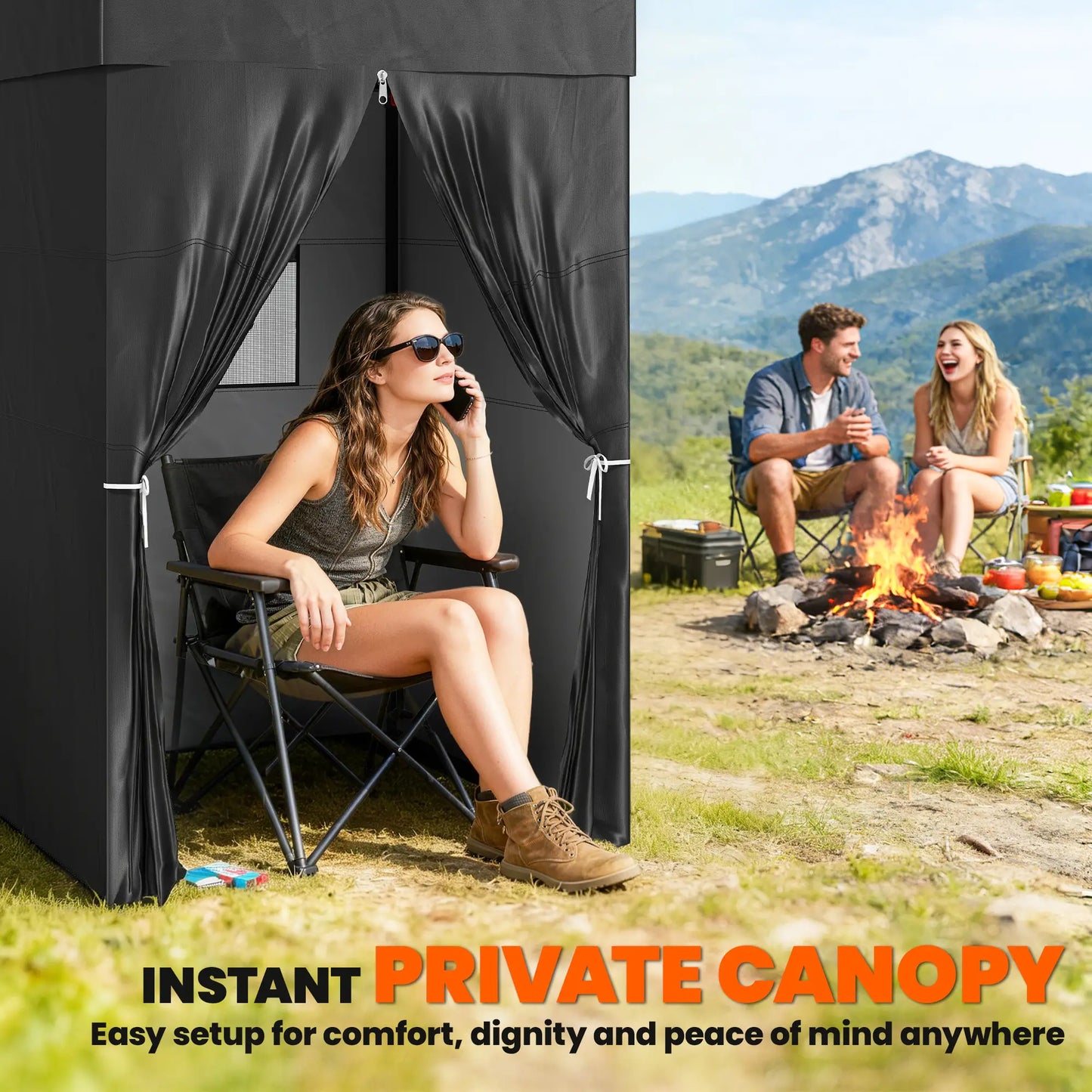 4 x 4 ft Compact Pop Up Canopy Tent, Portable Instant Privacy, Black Pop Up Canopies at Gallery Canada