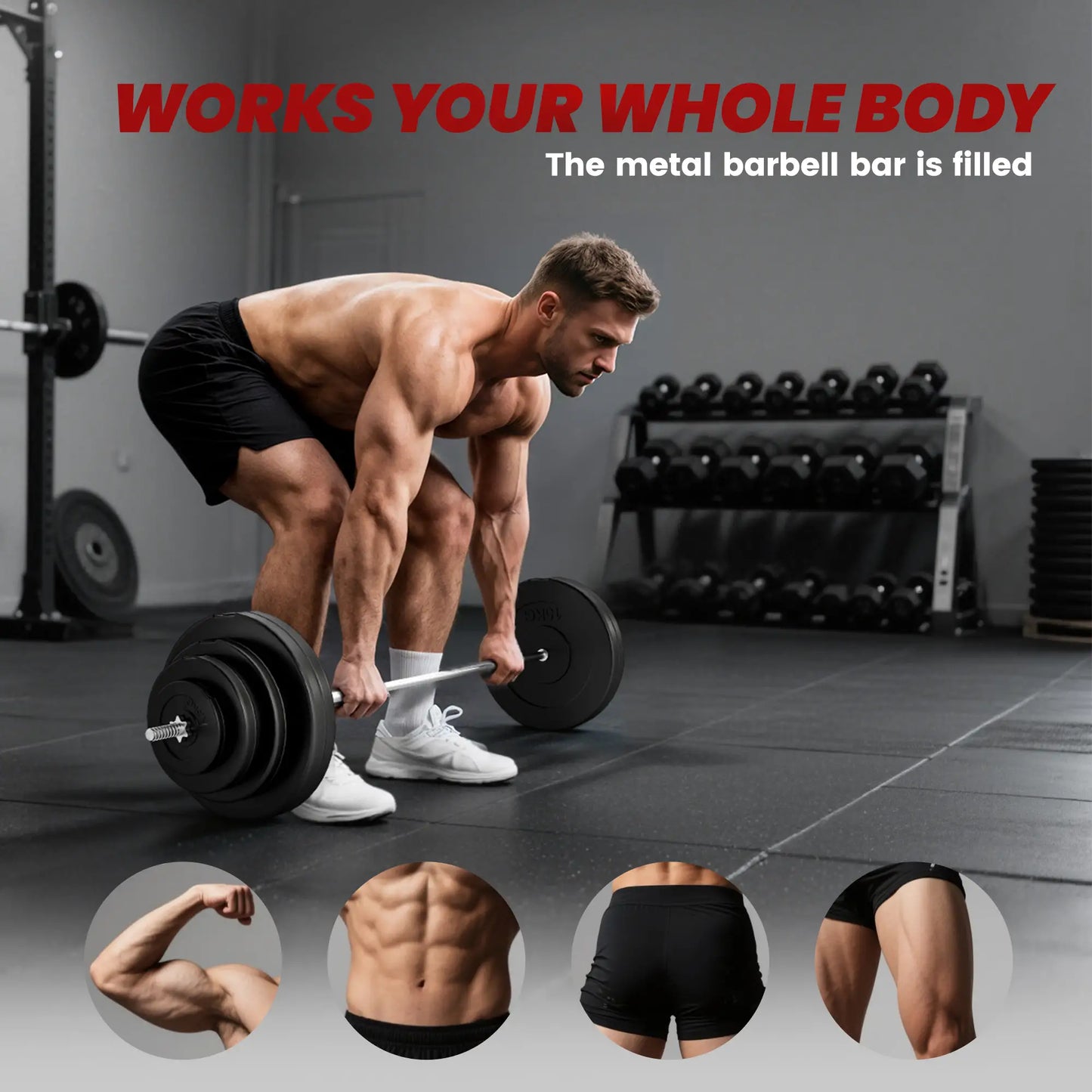 154 lbs Barbell Weight Set, Adjustable Weights, 67" Barbell Bar Dumbbells & Barbells at Gallery Canada