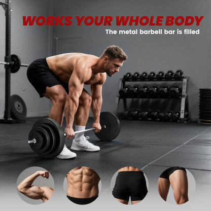 154 lbs Barbell Weight Set, Adjustable Weights, 67" Barbell Bar Dumbbells & Barbells at Gallery Canada