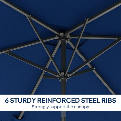 6.5x9.6ft Rectangle Aluminum Tilt Patio Umbrella, Navy Blue Sun Umbrellas at Gallery Canada