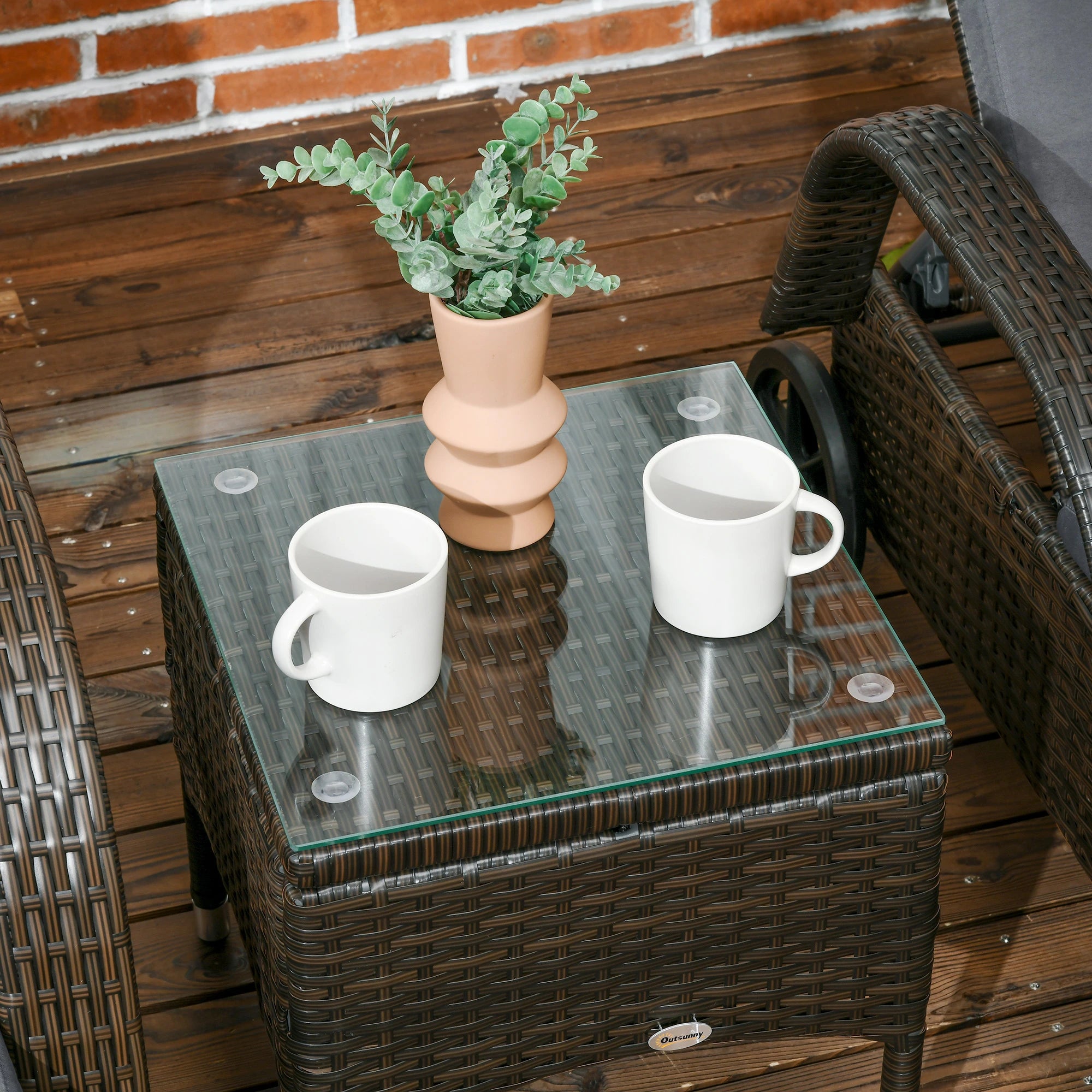 3-Piece Wicker Patio Lounger Set, PE Rattan, Brown/Dark Grey Chaise Loungers at Gallery Canada