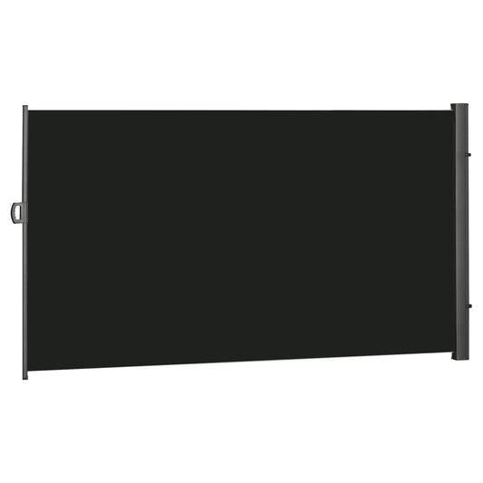 118" x 79" Retractable Side Awning, Outdoor Folding Privacy Screen, UV & Wind Resistant, Black Side Awnings Gray Frame, Black Fabric at Gallery Canada