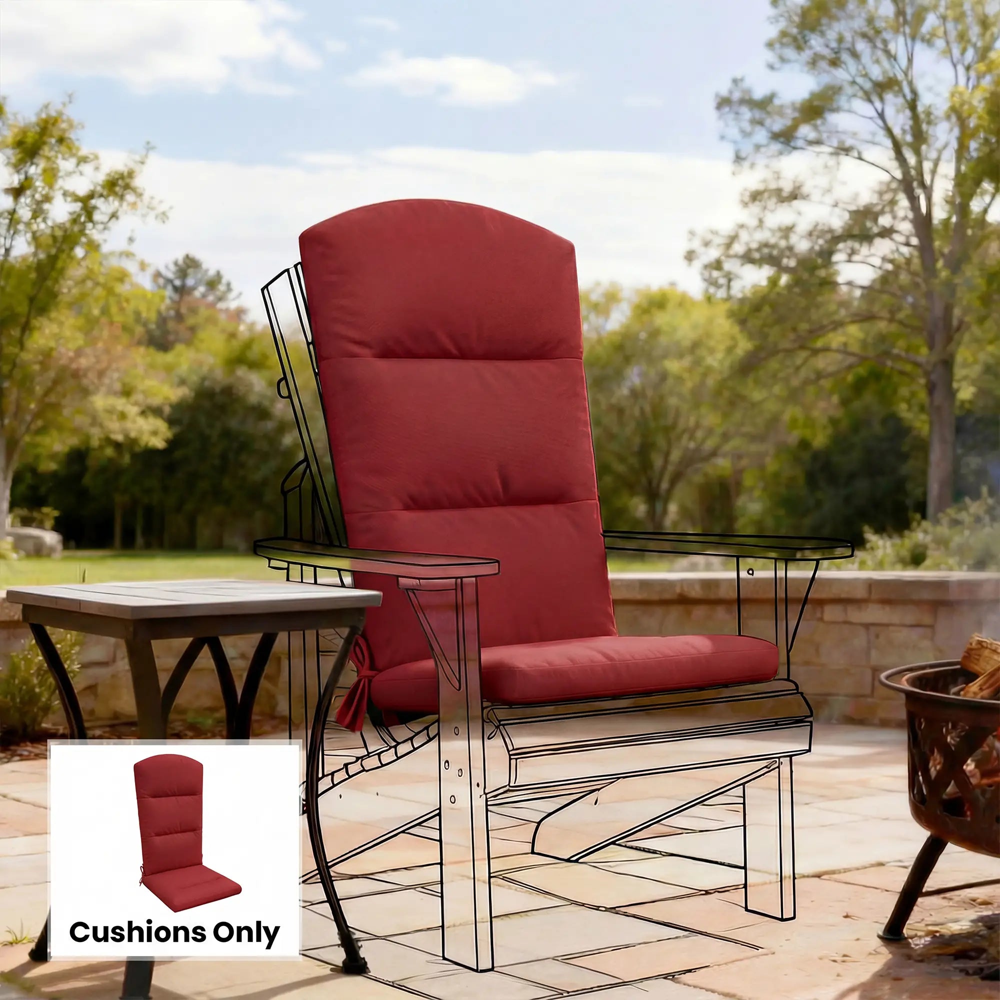Patio Chair Cushion For Adirondack Chairs, Wine Red Patio Chair Cushions at Gallery Canada