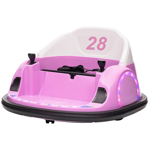 12V Bumper Car, 360 Remote Control, Lights Music Horn, 1.5-5 Years, Pink