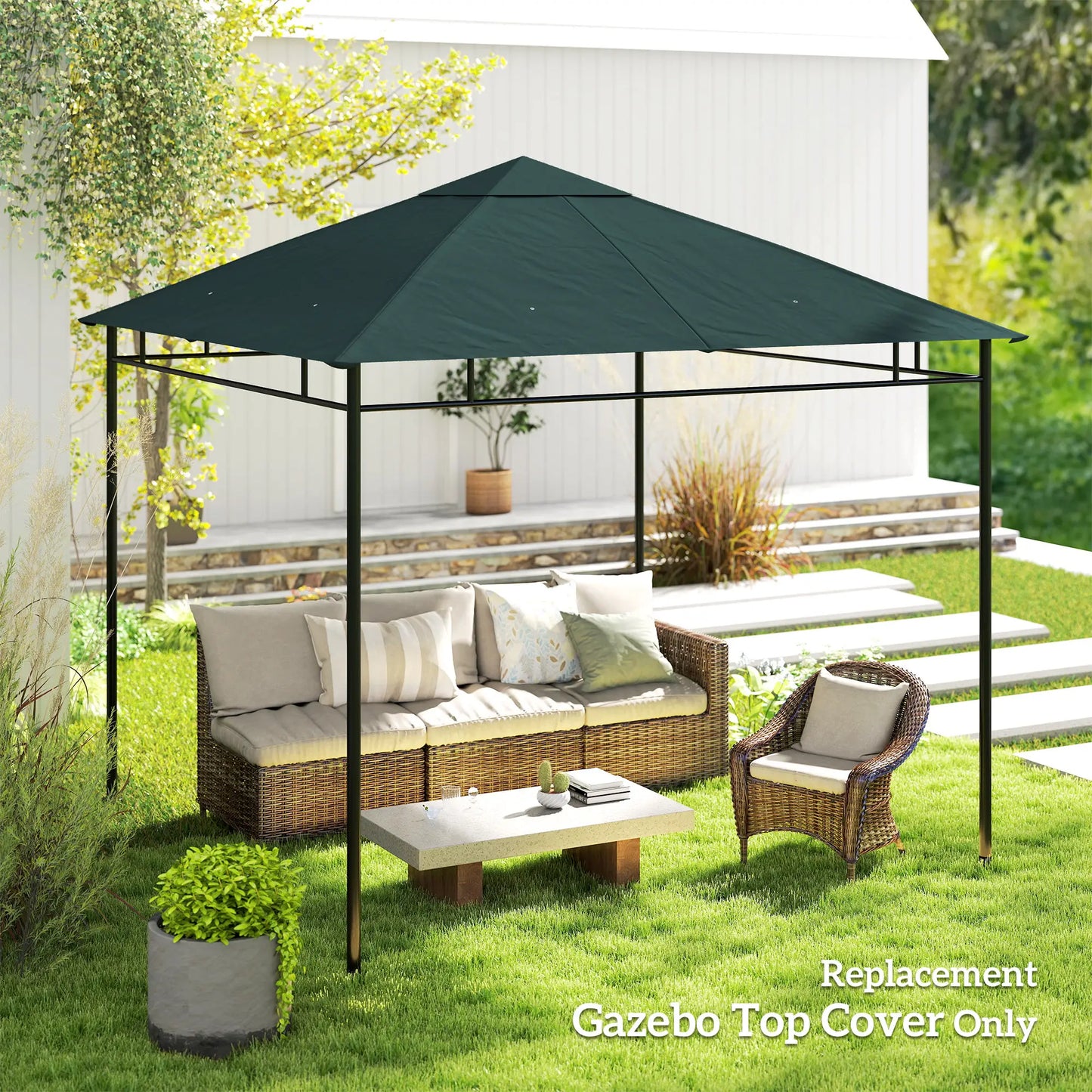 10' x 10' Square Gazebo Canopy, UV Protected, Sun Shade, Grey Gazebo Canopy Replacement at Gallery Canada