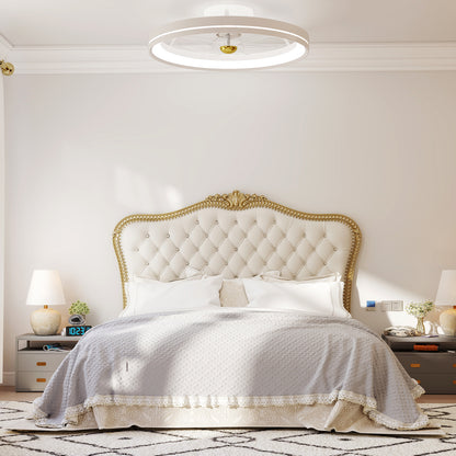 19 Inch Ceiling Fan Low Profile Flush Mount Fan with 3000-6500K Dimmable LED, White Ceiling Fans at Gallery Canada