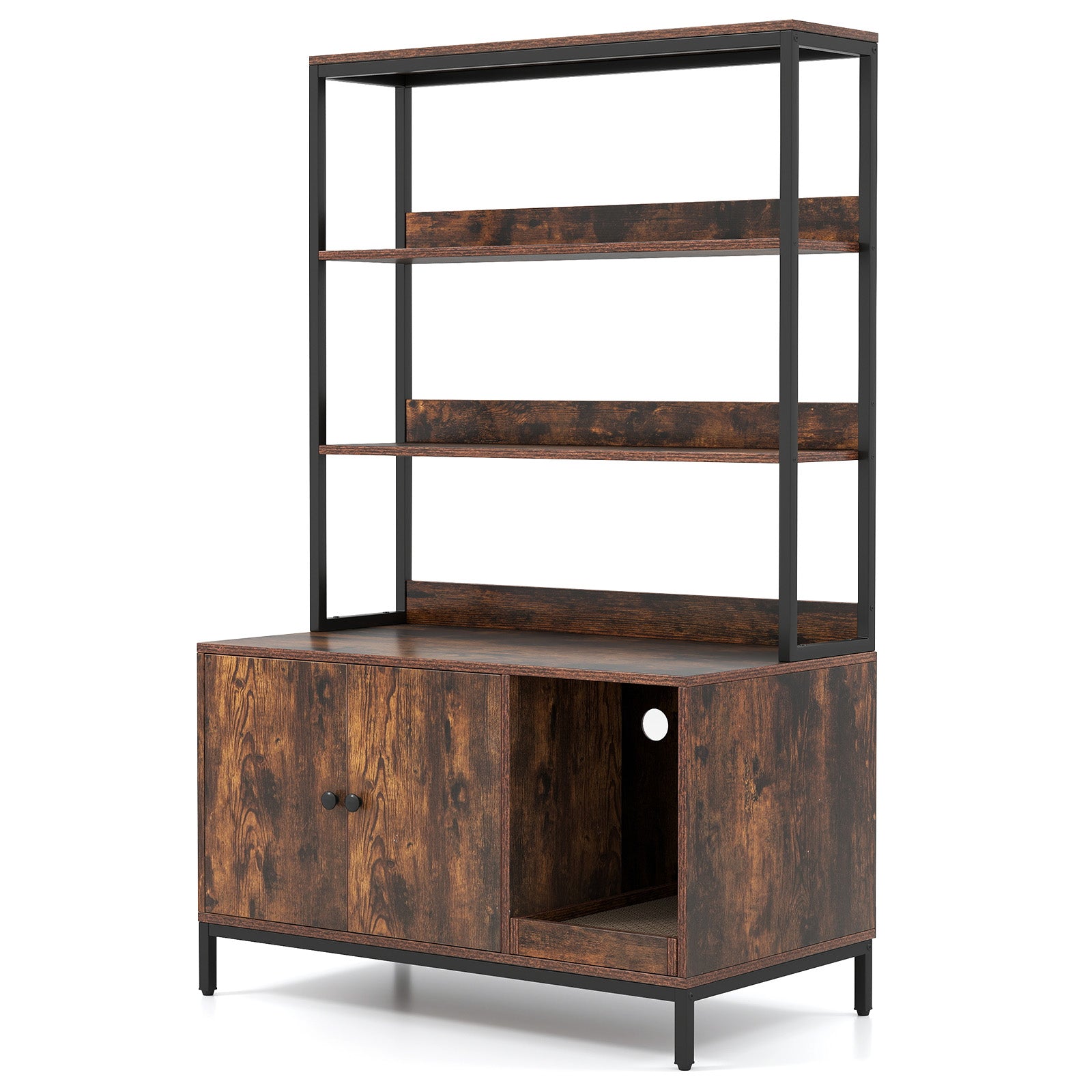 57 Inch Cat Litter Box Enclosure, Storage, Removable Scratcher, Coffee Cat Houses at Gallery Canada