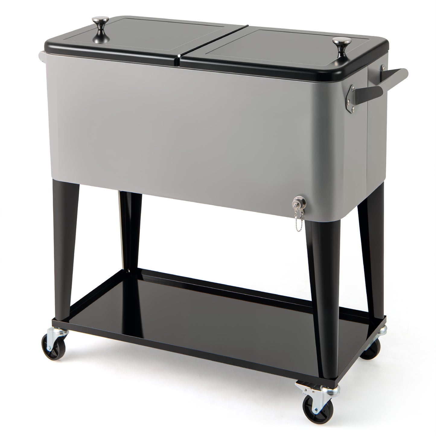 Portable Patio Cooler with Bottom Storage Shelf and Bottle Opener, Gray Coolers at Gallery Canada