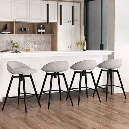 Upholstered Bar Stools Set of 2 with Footrest and Backrest, Gray Bar Stools at Gallery Canada