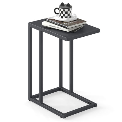 C-Shaped Side Table with Adjustable Foot Pads for Living Room Bedroom, Dark Gray End & Side Tables at Gallery Canada