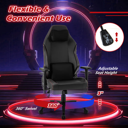 Ergonomic High Back Computer Chair with Magnetic Headrest and Lumbar Pillow, Black Gaming Chairs at Gallery Canada