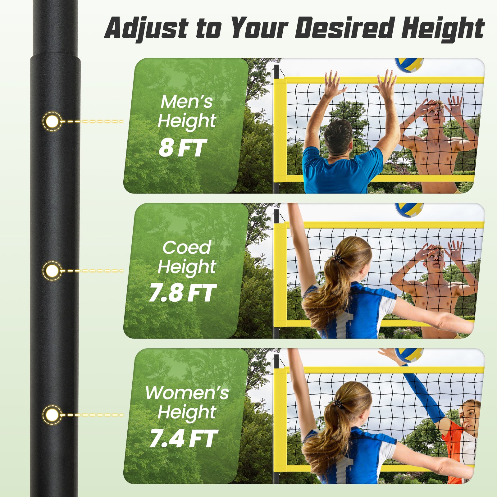 Portable Outdoor Volleyball Net Set Heavy-Duty Volleyball Net System, Yellow Sport Equipments at Gallery Canada