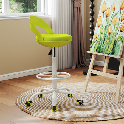 Drafting Stool Rolling Tall Desk Chair with Wheels, Green Armless Chairs at Gallery Canada
