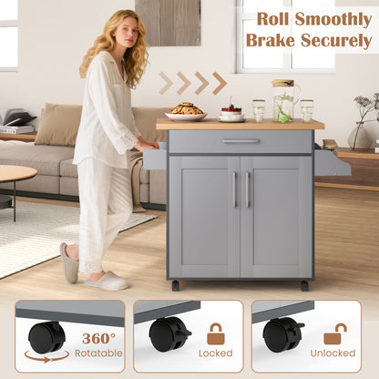 Rolling Kitchen Island Cart with Towel and Spice Rack, Gray Kitchen Islands & Carts at Gallery Canada