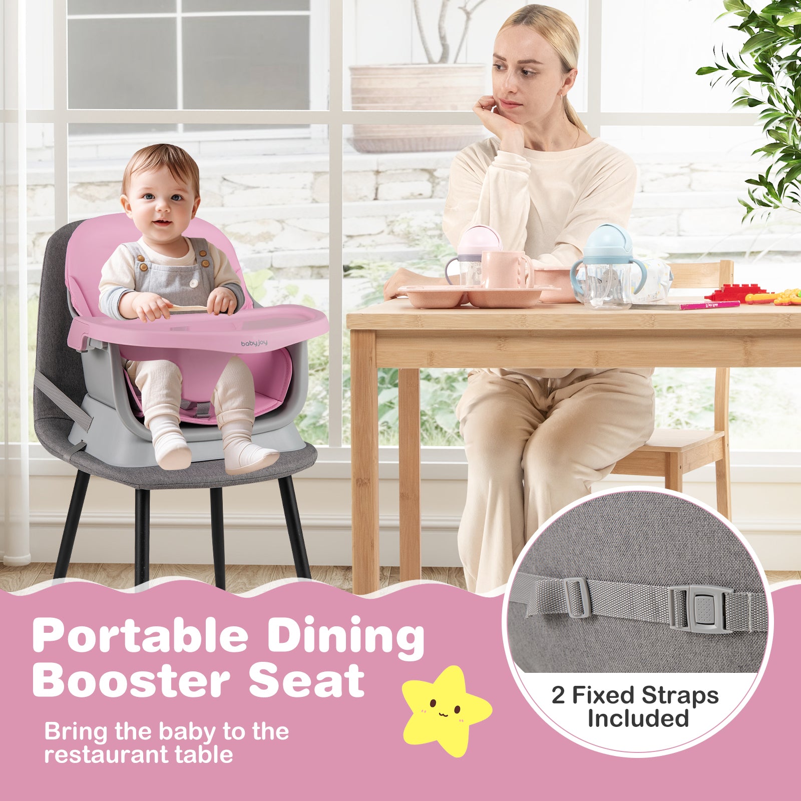 16-in-1 Baby High Chair with Activity Center and Booster Seat for Babies and Toddlers, Pink High Chairs at Gallery Canada
