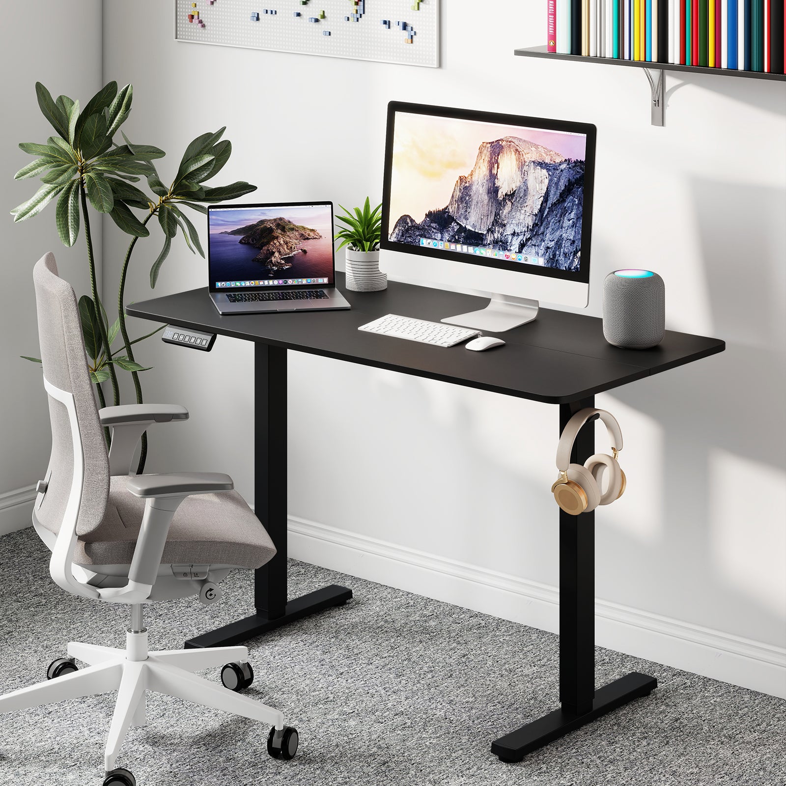 48 Inch x 24 Inch Electric Standing Desk, 3 Memory Settings, Black Standing Desks at Gallery Canada