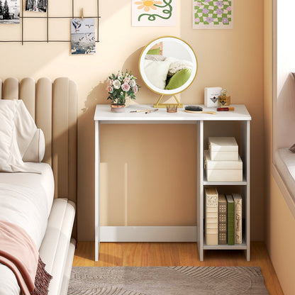 31.5 Inch Modern Home Office Desk with 2 Compartments, White Writing Desks at Gallery Canada