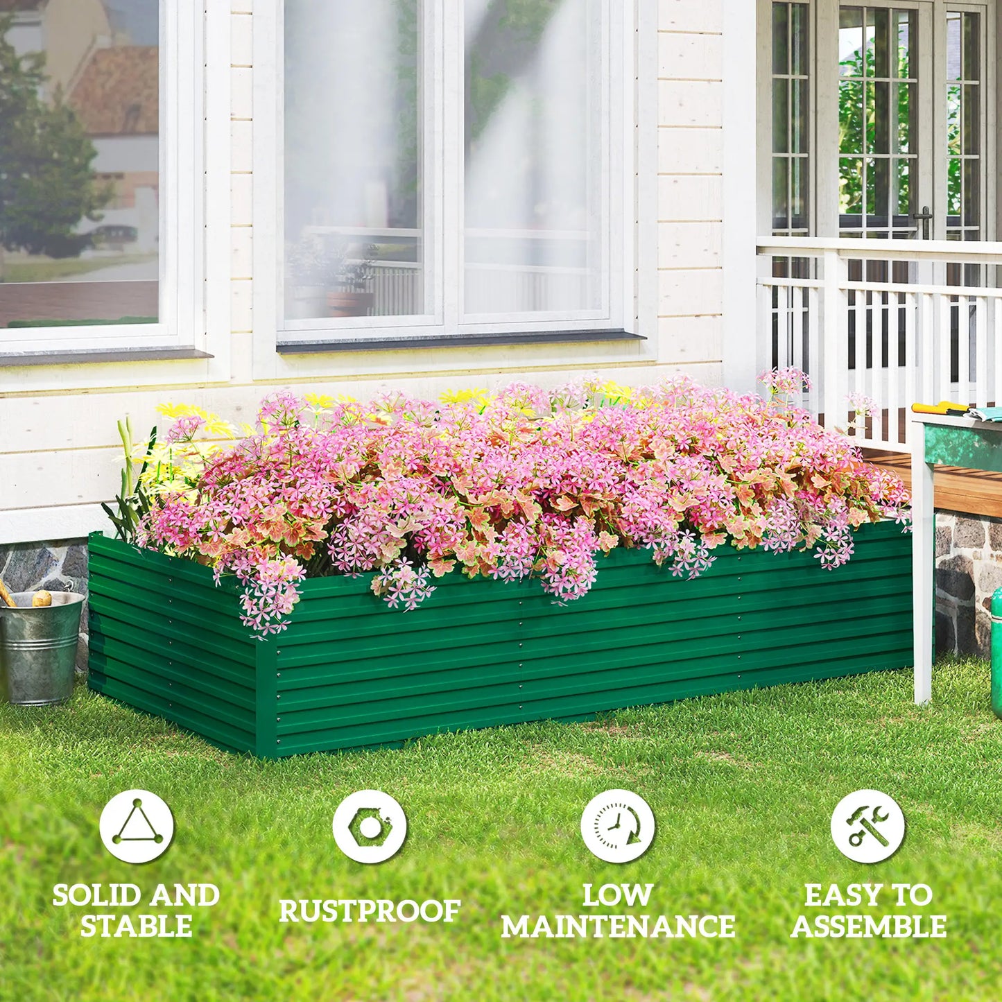 8' x 4' x 2' Raised Garden Bed, Galvanized Planter Box, Green Raised Garden Beds at Gallery Canada