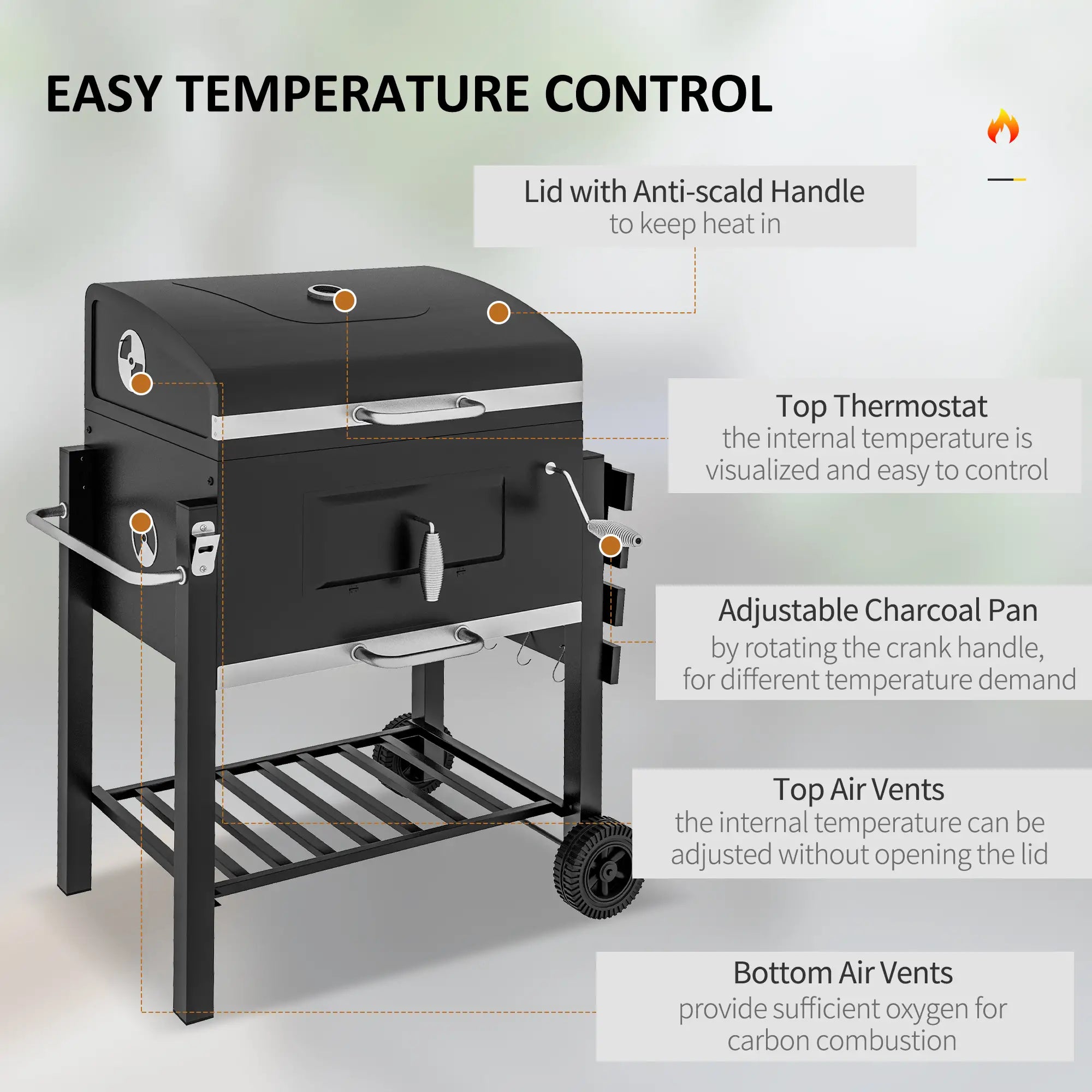 Portable Stainless Steel BBQ Trolley Grill With Wheels, Side Shelf Charcoal BBQ Grils at Gallery Canada