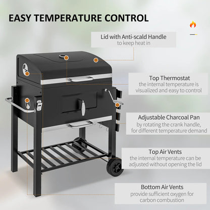 Portable Stainless Steel BBQ Trolley Grill With Wheels, Side Shelf Charcoal BBQ Grils at Gallery Canada
