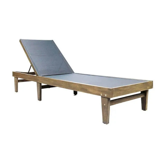Acacia Chaise Lounge, Adjustable Backrest, Foldable Legs, 78" L x 24" W x 31.5" H, Dark Gray Lounger Chairs Dark Grey at Gallery Canada