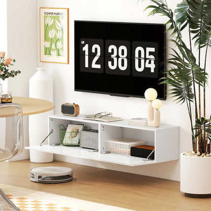 Floating TV Stand, Storage Cupboards for 45, 55, 65in TVs, Wall Mounted, White TV Stands at Gallery Canada