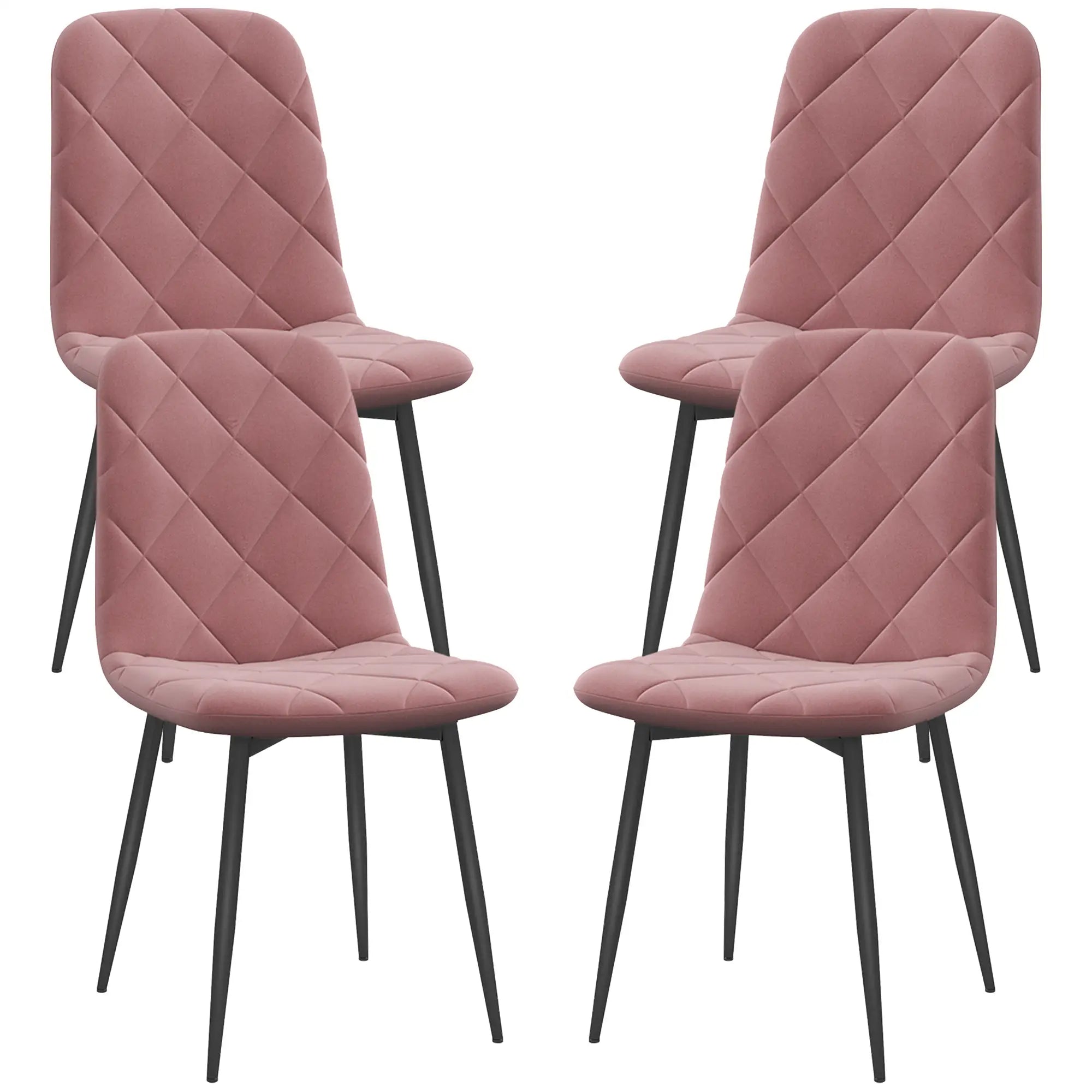 Upholstered Dining Chairs Set of 4, Steel Legs, Modern Kitchen, Pink Dining Chairs Pink at Gallery Canada