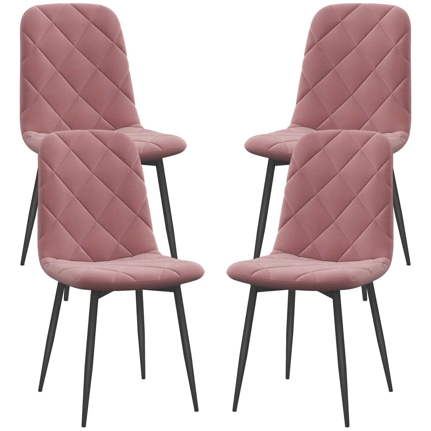 Upholstered Dining Chairs Set of 4, Steel Legs, Modern Kitchen, Pink Dining Chairs Pink at Gallery Canada