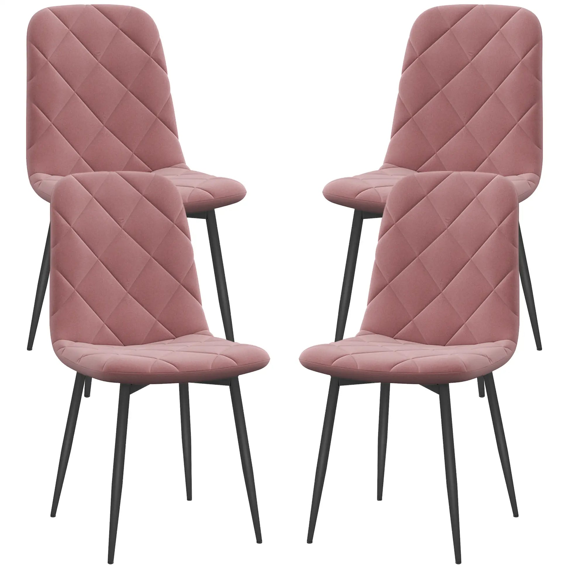 Upholstered Dining Chairs Set of 4, Steel Legs, Modern Kitchen, Pink Dining Chairs Pink at Gallery Canada