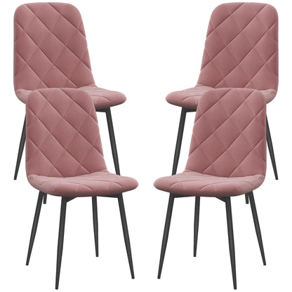 Upholstered Dining Chairs Set of 4, Steel Legs, Modern Kitchen, Pink Dining Chairs Pink at Gallery Canada