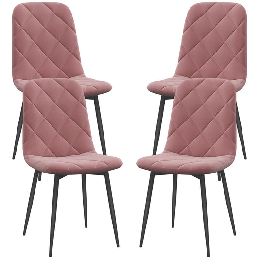 Upholstered Dining Chairs Set of 4, Steel Legs, Modern Kitchen, Pink Dining Chairs Pink at Gallery Canada