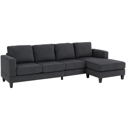 L Shaped Couch with Chaise Lounge, Spring Cushion, Charcoal Grey 3-Seater Sofas at Gallery Canada
