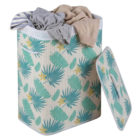 19 Gal Bamboo Clothes Hamper with Removable Liner and Portable Handles, Green Laundry Baskets Green at Gallery Canada