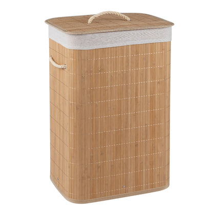 19 Gal Bamboo Clothes Hamper with Removable Liner and Portable Handles-Natrual, Natural