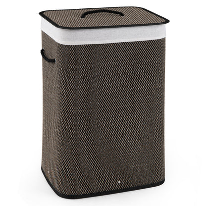 19 Gal Capacity Bamboo Clothes Hamper with Removable Liner and Portable Handles, Black Laundry Baskets at Gallery Canada
