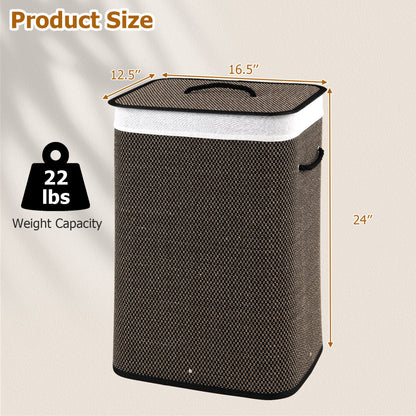 19 Gal Capacity Bamboo Clothes Hamper with Removable Liner and Portable Handles, Black Laundry Baskets at Gallery Canada