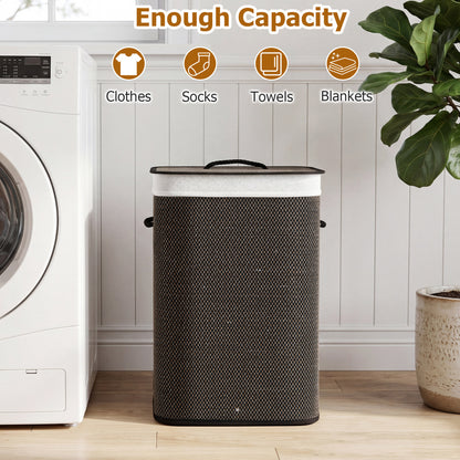 19 Gal Capacity Bamboo Clothes Hamper with Removable Liner and Portable Handles, Black Laundry Baskets at Gallery Canada