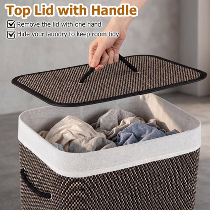 19 Gal Capacity Bamboo Clothes Hamper with Removable Liner and Portable Handles, Black Laundry Baskets at Gallery Canada